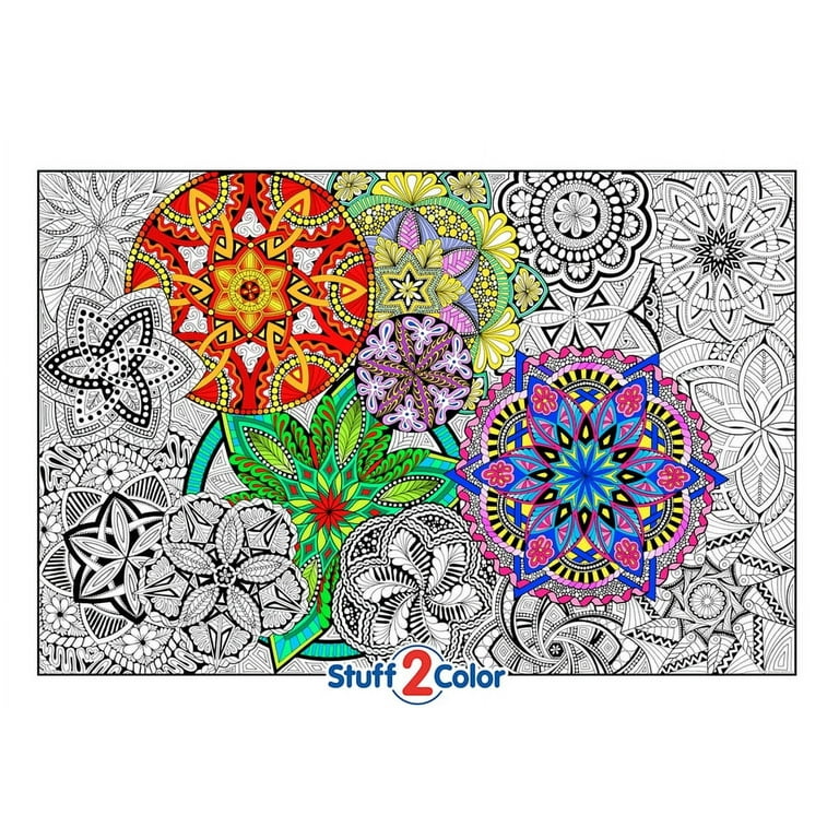 Pasimy 3 Pieces Giant Coloring Posters Mandala Animals Jumbo DIY Drawing  Paper Large Coloring Sheets Huge Mandala Coloring Pages for Adult Kids Home
