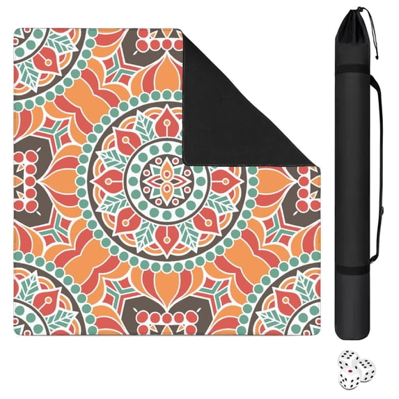 Mandala Mahjong Mat for Table, 31.5*31.5in Anti Slip American Mahjong Table Cloth, Noise Reduction, Neoprene Mah jongg Mat with Carrying Bag & 3 Dices, Mahjong Accessories Gift, Board Tile Games Mats