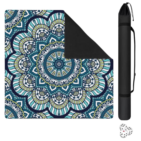 Mandala Mahjong Mat for Table, 31.5*31.5in Anti Slip American Mahjong Table Cloth, Noise Reduction, Neoprene Mah jongg Mat with Carrying Bag & 3 Dices, Mahjong Accessories Gift, Board Tile Games Mats