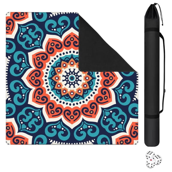 Mandala Mahjong Mat for Table, 31.5*31.5in Anti Slip American Mahjong Table Cloth, Noise Reduction, Neoprene Mah jongg Mat with Carrying Bag & 3 Dices, Mahjong Accessories Gift, Board Tile Games Mats