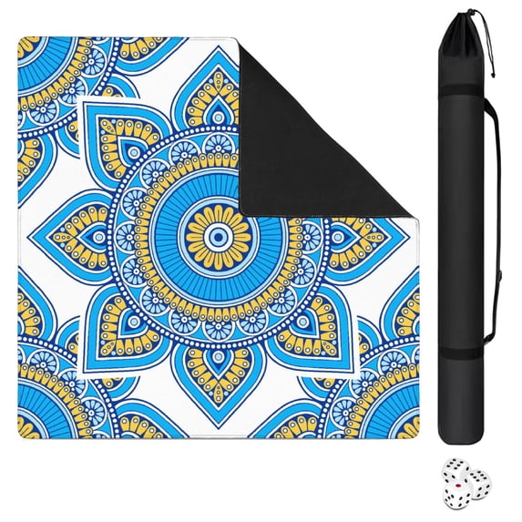 Mandala Mahjong Mat for Table, 31.5*31.5in Anti Slip American Mahjong Table Cloth, Noise Reduction, Neoprene Mah jongg Mat with Carrying Bag & 3 Dices, Mahjong Accessories Gift, Board Tile Games Mats