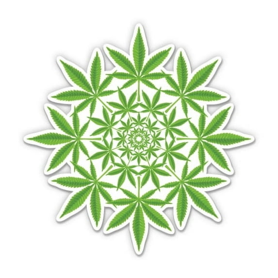 Mandala Marijuana Weed Leaves - 5" Vinyl Sticker - For Car Laptop I-Pad - Waterproof Decal