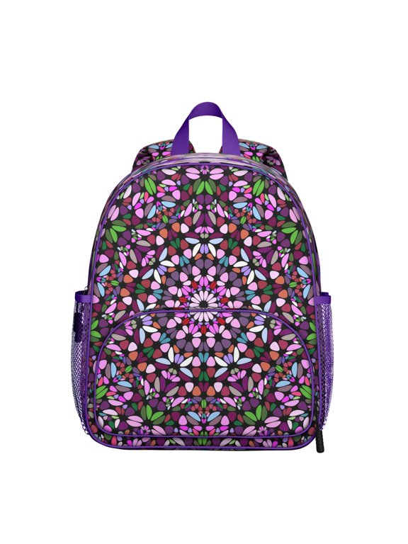 Mandala Meditation Students Backpack - Psychedelic Trippy Style with Colorful Geometric Abstract Pattern, Lightweight Water-Resistant Oxford Fabric for School and Travel