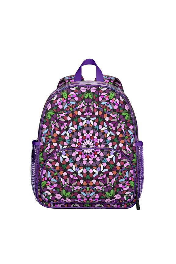 Mandala Meditation Students Backpack - Psychedelic Trippy Style with Colorful Geometric Abstract Pattern, Lightweight Water-Resistant Oxford Fabric for School and Travel