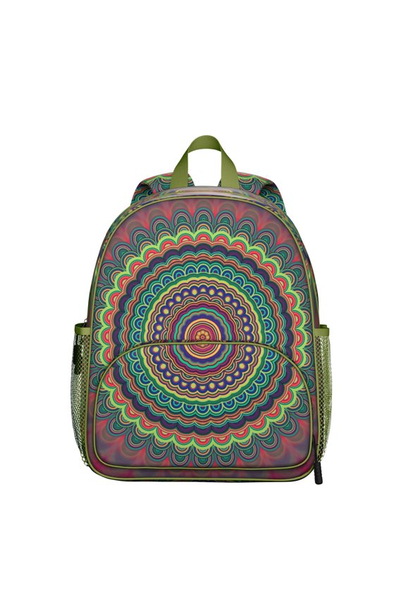 Mandala Meditation Students Backpack - Psychedelic Trippy Style with Colorful Geometric Abstract Pattern, Lightweight Water-Resistant Oxford Fabric for School and Travel