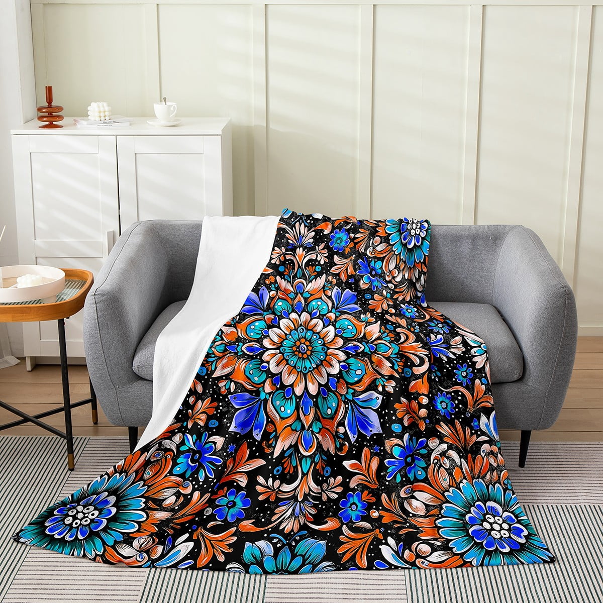 Mandala Mexican Otomi Throw Blanket 40x50,Retro Flower Floral Blanket ...