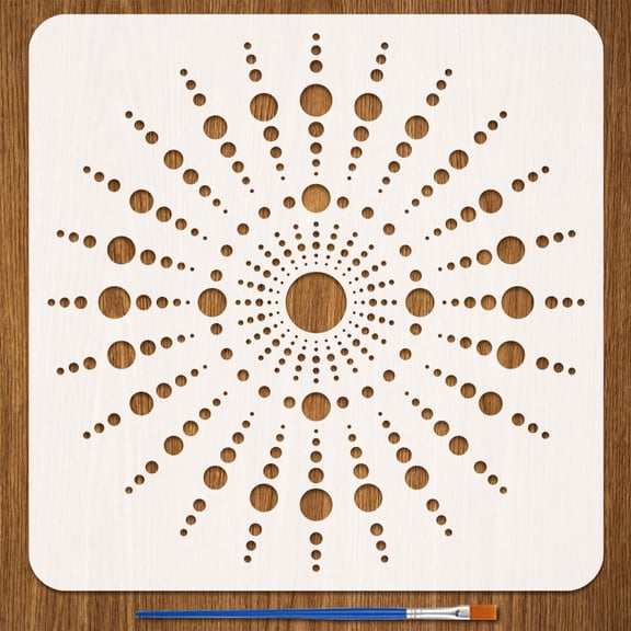 Mandala Painting Stencil with Brush 30x30cm/11.8x11.8inch Mandala Dots Drawing Template Polka Dot Pattern DIY Decoration Stencil