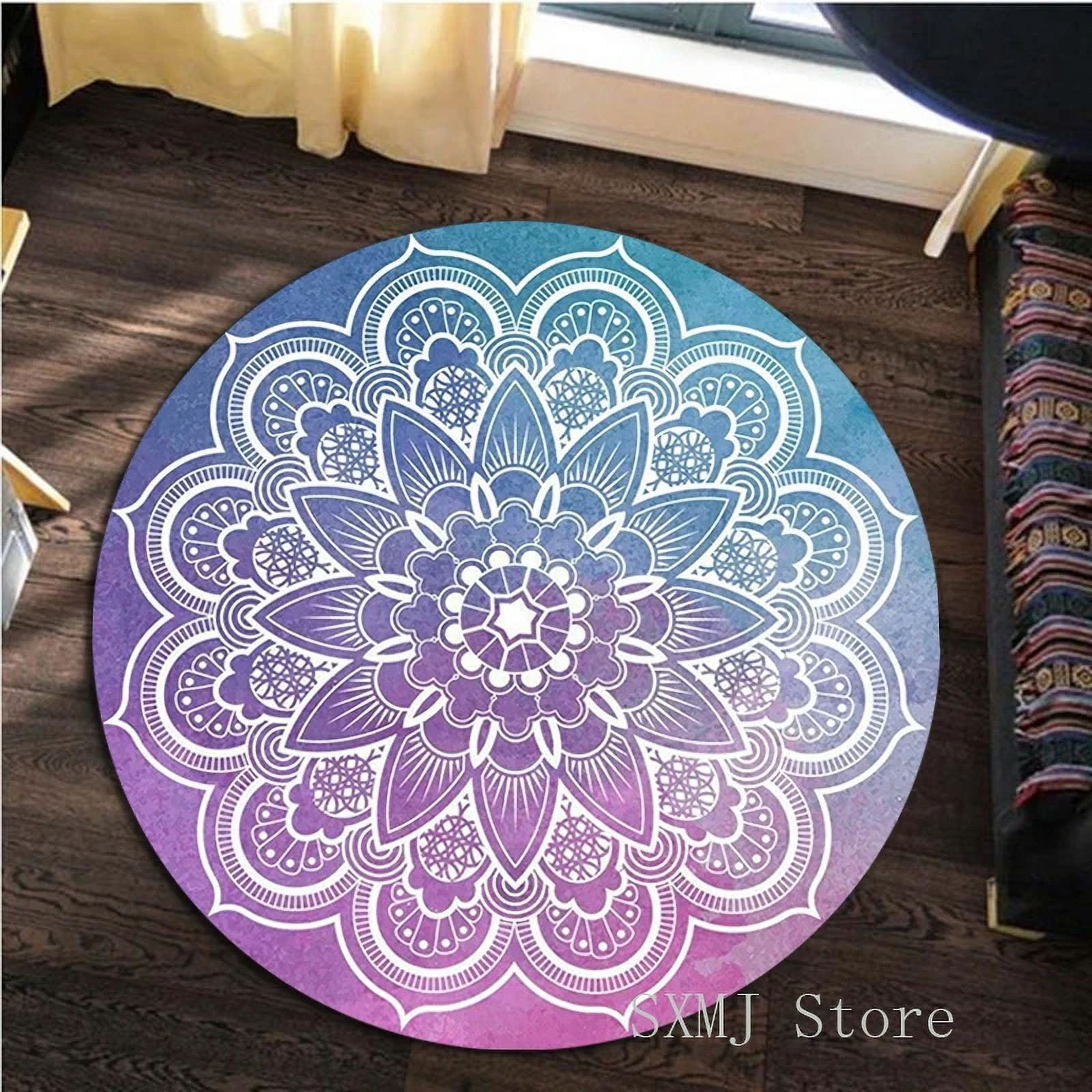 Mandala Paisley Round Carpet Colorful Area Rug Sofa Foot Pad Chair Mat ...