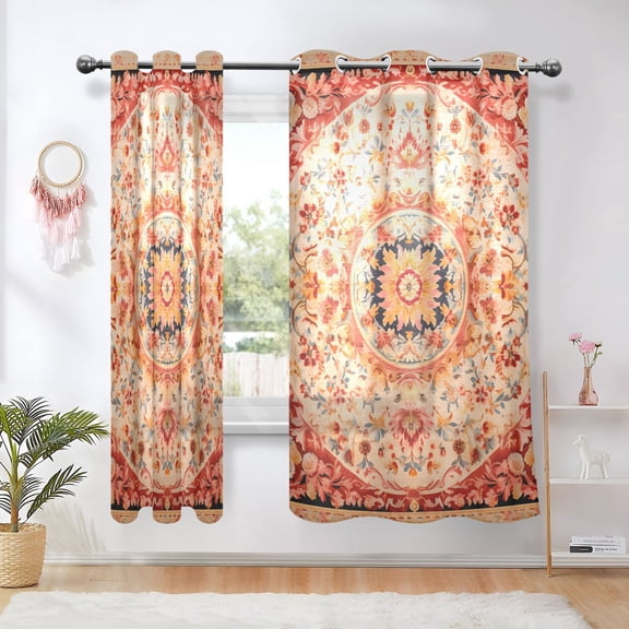 Mandala Pattern Blackout Curtains Thermal Insulation 63 inch Grommet for Bedroom Living Room Bathroom Kitchen Windows 2 Pack