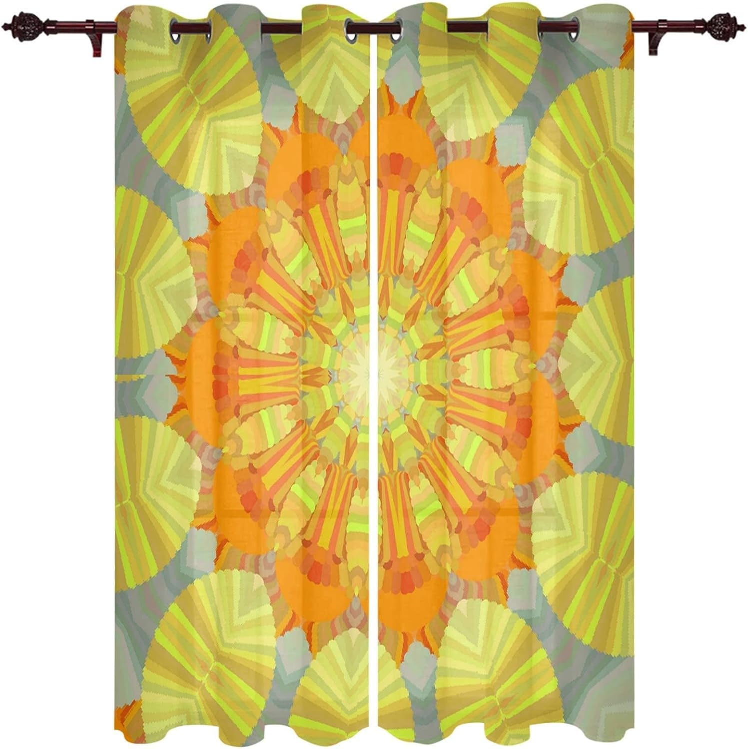 Mandala Pattern Blackout Pattern,Flower Figures 3D 2 Panels,Grommet ...