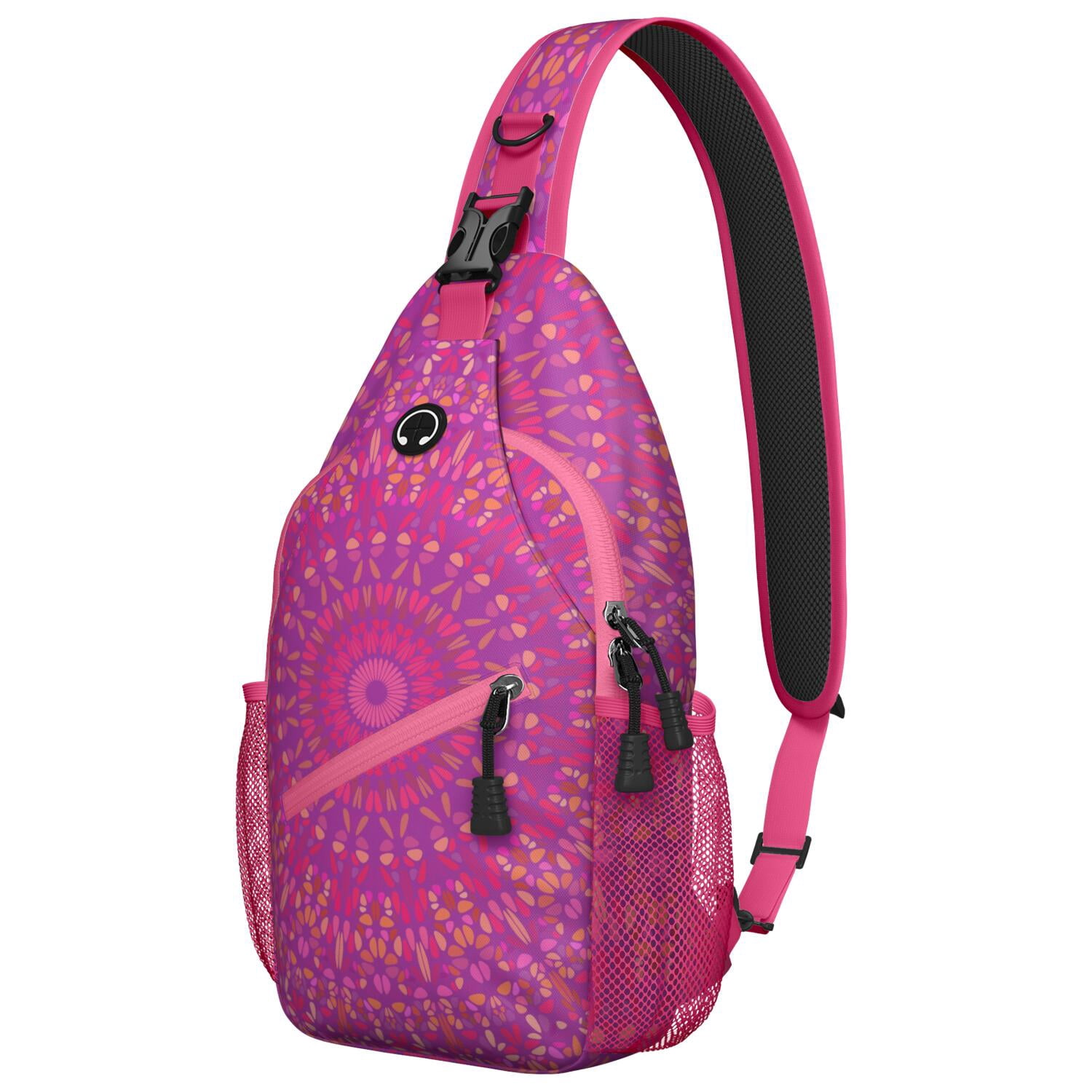 Mandala Pattern Crossbody Sling Bag Ethnic Tribal Boho Chic Chest Pack Anti-Theft Spacious Daypack for Travelers, Outdoor Enthusiasts