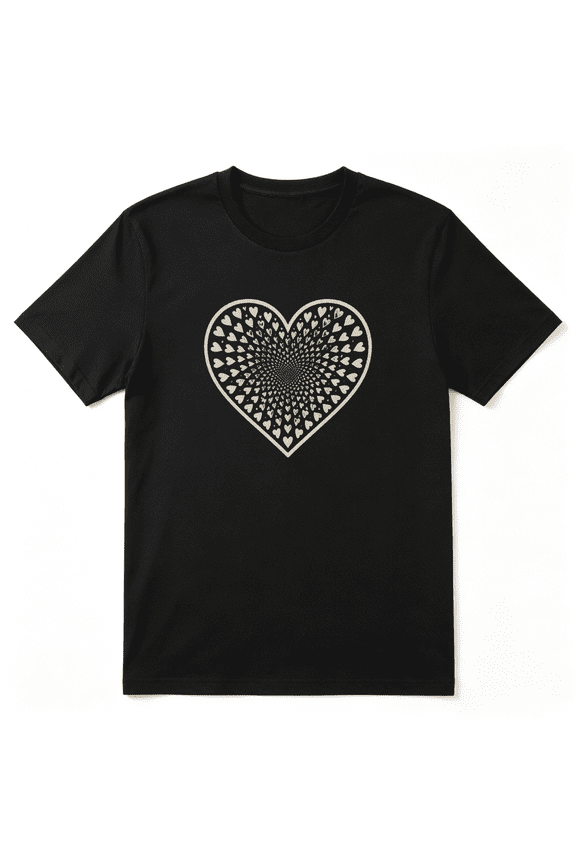 Mandala Pattern Heart Retro Graphic Tee For Men And Women, Yoga Spiritual Lover Holiday Gift Cotton Short Sleeves T-Shirt