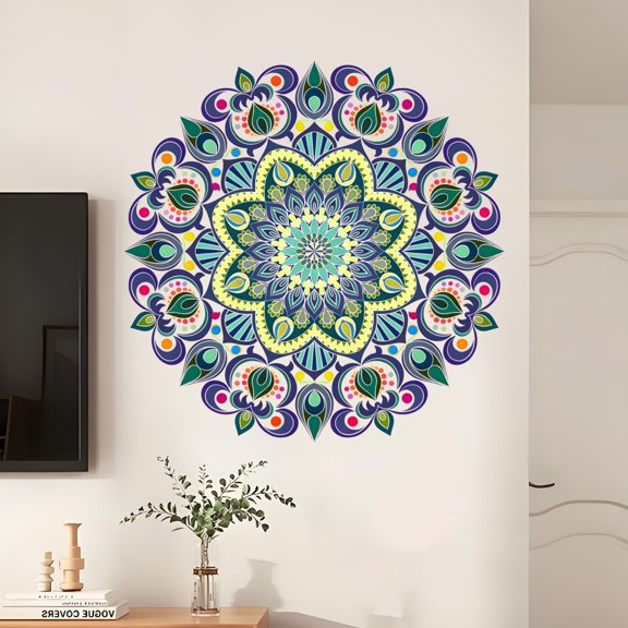 Mandala Pattern Living Room Festival Party Background Wall Decor Sticker Set 2 Sheets For Home Office Decoration With Self-Adhesive Design