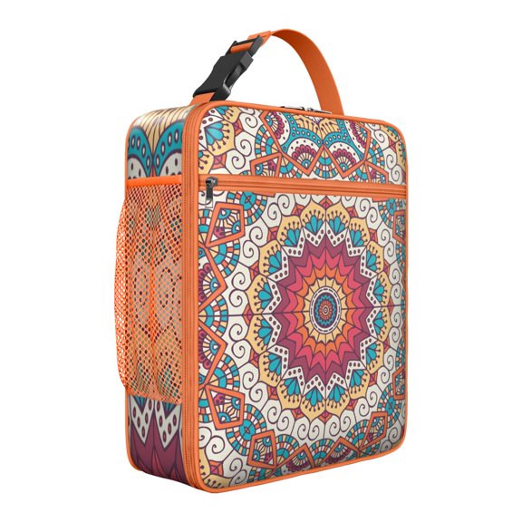 Mandala Pattern Lunch Box – Ethnic Boho Pattern Insulated Bag with Spiritual Zen Design, Perfect for Daily Commute, Office, or Picnic