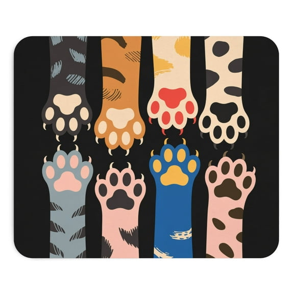 Colorful Cat Paws Mouse Pad 9.2"x8" Cute Pet Lover Design, Non-Slip Rubber Base, Fun Office Desk Accessory