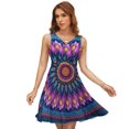 thumbnail image 1 of Mandala Pattern Purple Sleeveless Dress Women Summer Evening Dresses Ladies Sundress, 1 of 7