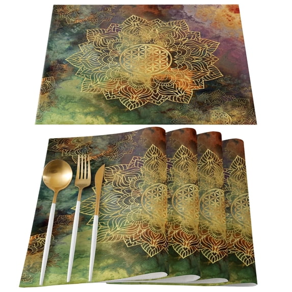 Mandala Pattern Retro Blue Table Mat Wedding Holiday Party Dining Table Placemat Kitchen Accessories Table Napkin