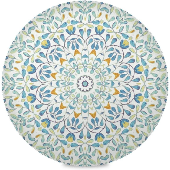 Mandala Pattern Round Linen Tablecloth 52 Inch - Table Cloth Round Tablecloth Waterproof Stain Resistant Spillproof Polyester Fabric for Dining Room Kitchen Party