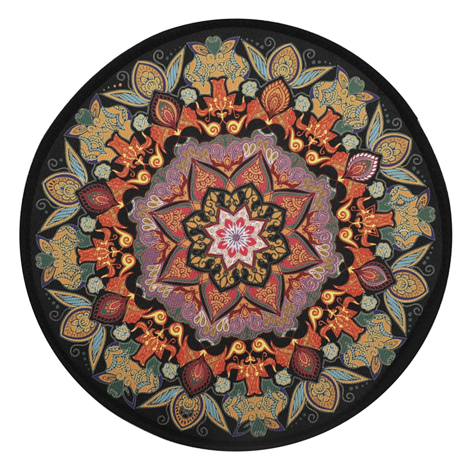 Mandala Pattern Round Yoga Mat Meditation Mat Washable Yoga Mat for