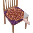 thumbnail image 1 of Mandala Pattern Seat Cover for Dining Room Chairs, Stretch Seat Covers Set of 4, Washable Chair Seat Covers Removable Kitchen Chair Slipcovers Protector, Boho Vintage Gold and Purple Flower, 1 of 6