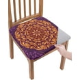 thumbnail image 1 of Mandala Pattern Seat Cover for Dining Room Chairs, Stretch Seat Covers Set of 4, Washable Chair Seat Covers Removable Kitchen Chair Slipcovers Protector, Boho Vintage Gold and Purple Flower, 1 of 6