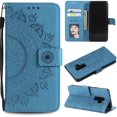 thumbnail image 1 of Mandala Phone Cover for Samsung Galaxy S9 Plus, Ultra Slim Flip Case with Card Slot, Magnetic Closure, Embossing PU Leather Case with Stand Function and Lanyard, Foldable Motif-Blue, 1 of 13