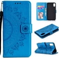 thumbnail image 1 of Mandala Phone Cover for Xiaomi Redmi 9A/9AT/9i, Premium PU Leather Flip Case 3 Card Slot 1 Cash Slot Magnetic Closure with Stand Function and Lanyard Foldable Embossing Pattern Case - Blue, 1 of 17