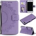 thumbnail image 1 of Mandala Phone Cover for iPhone 7 Plus iPhone 8 Plus, Ultra Slim Flip Case with Card Slot, Magnetic Closure, Embossing PU Leather Case with Stand Function and Lanyard, Foldable Motif-Purple, 1 of 16