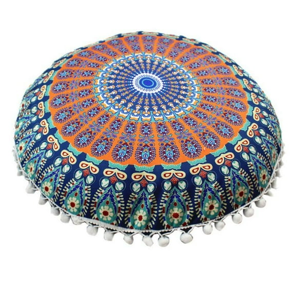 Mandala Pillow Cover- Hippie Mandala Floor Pillow Cover, Cushion Cover, Pouf Cover Round Bohemian Yoga Decor Floor Cushion Cover