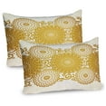 thumbnail image 1 of Mandala Pillow Sham Set of 2, Border with Large Flowers and Curls Chrysanthemums Peonies Rococo Style, Quality Microfiber Bedding Item for All Seasons, 26" x 20", Eggshell Earth Yellow, by Ambesonne, 1 of 3