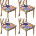 thumbnail image 1 of Mandala Pioneer Flower Collage Seat Covers for Dining Room Chairs Set Of 4,Stretch Printed Washable Chair Seat Cover with Elastic Ties and Button,Removable Waterproof Couch Cushion Covers, 1 of 6