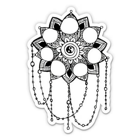 Mandala Pretty Yin Yang - 3" Vinyl Sticker - For Car Laptop Water Bottle Phone - Waterproof Decal