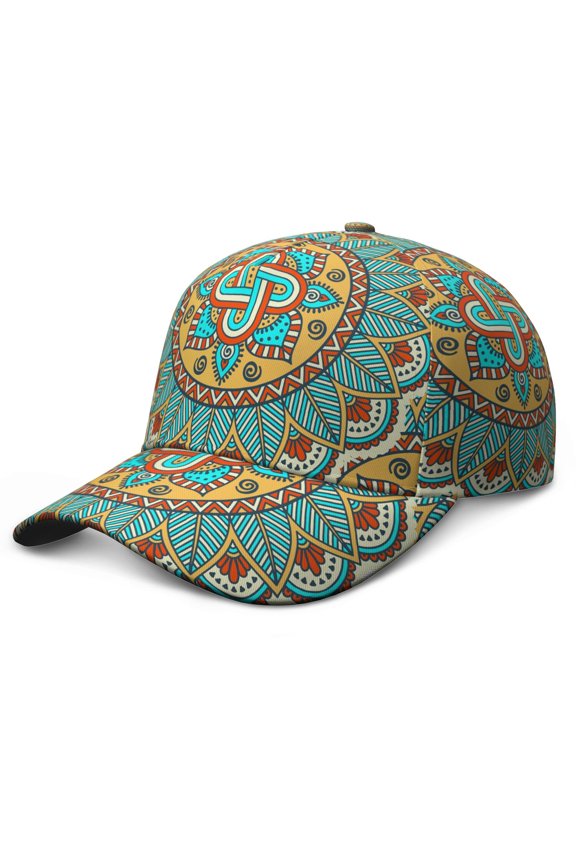 Mandala Print Baseball Cap Adjustable Snapback Hat Ethnic Tribal Boho Design