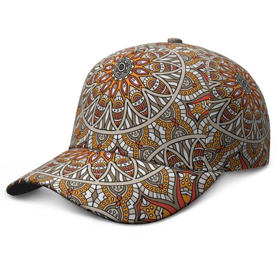 Mandala Print Baseball Cap Adjustable Snapback Hat Ethnic Tribal Boho Design