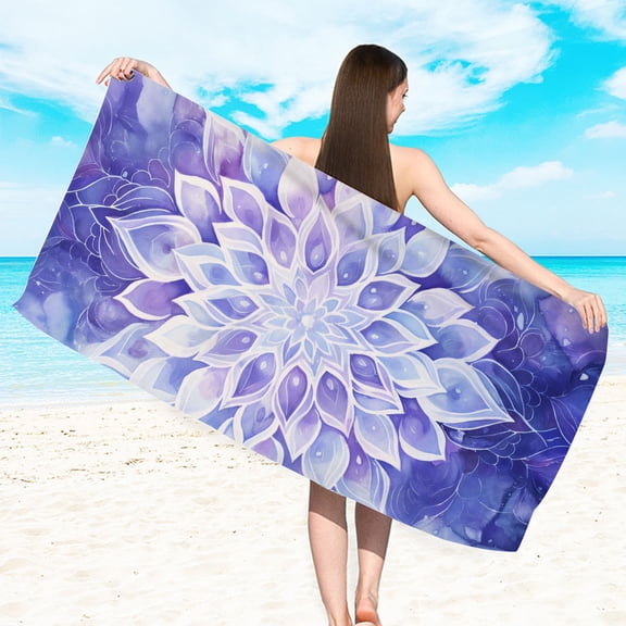 Mandala Print Beach Towel for Adults, Quick-Dry Sports Towel, Sandproof Yoga Gym & Pool Surfing Bath Sheet, Style 6 (3)