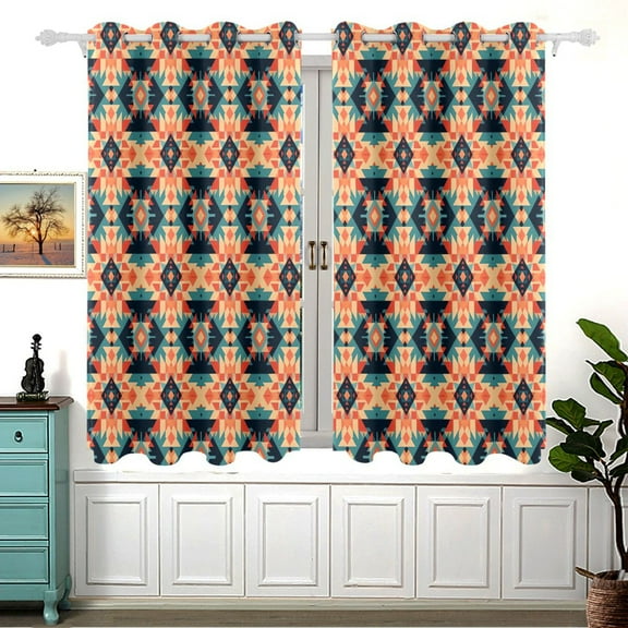 Mandala Print Blackout Curtains Window Grommet Insulated Curtain Bedroom Living Room 54"x55" 2 Panels