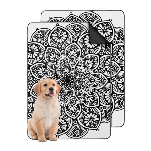 Mandala Print Pet Potty Pads, 24" x35" Washable & Reusable, Soft yet Durable Fabric, Non-Slip Backing for Stability on Any Smooth Floor.