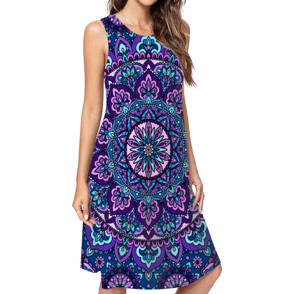 Mandala Purple Dress Loose Women'S Dress Beach Dresses With Pockets Dresses For Womens