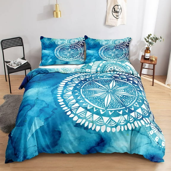 Mandala Purple Galaxy Duvet Cover Boho Chic Petal Flower Bohemian Meditation Gypsy Hippie Floral Exotic Retro r Women Gifts