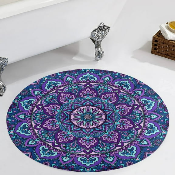 Mandala Purple Round Carpet Circle Rug Outdoor Patio Area Rug Washable Large Area Rugs Hallway Room Decor Fitness Mats
