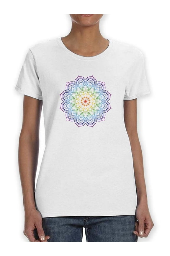 Mandala Rainbow Flower T-Shirt Women -Smartprints Designs, Female Small