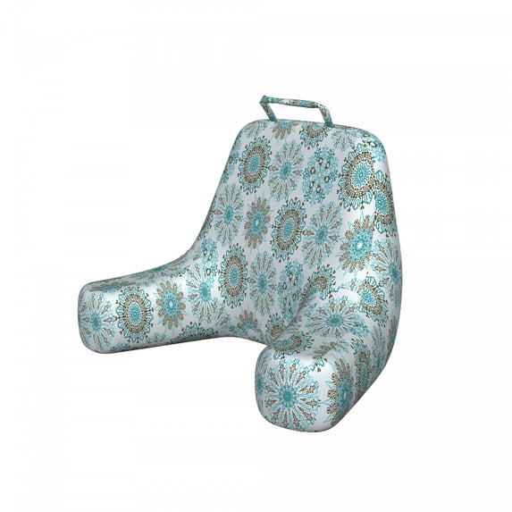 Mandala Reading Pillow Cover, Oriental Yoga Hippie Moroccan Floral, Unstuffed Printed Bed Rest Case from Soft Fabric, XL Size, Brown Teal, by Ambesonne