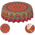 thumbnail image 1 of Mandala Red and Green Waterproof Picnic Patio Party Round Table Cloth Cover Decorations Fabric 60 Inch Circular Tablecloth for 20-47 Inch Home Dining Room Kitchen Decor, 1 of 1