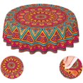 thumbnail image 1 of Mandala Red and Green Waterproof Picnic Patio Party Round Table Cloth Cover Decorations Fabric 60 Inch Circular Tablecloth for 20-47 Inch Home Dining Room Kitchen Decor, 1 of 1