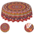 thumbnail image 1 of Mandala Red Vintage Waterproof Picnic Patio Party Round Table Cloth Cover Decorations Fabric 60 Inch Circular Tablecloth for 20-47 Inch Home Dining Room Kitchen Decor, 1 of 6