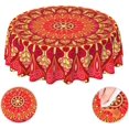 thumbnail image 1 of Mandala Red Waterproof Picnic Patio Party Round Table Cloth Cover Decorations Fabric 60 Inch Circular Tablecloth for 20-47 Inch Home Dining Room Kitchen Decor, 1 of 6
