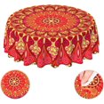 thumbnail image 1 of Mandala Red Waterproof Picnic Patio Party Round Table Cloth Cover Decorations Fabric 60 Inch Circular Tablecloth for 20-47 Inch Home Dining Room Kitchen Decor, 1 of 6