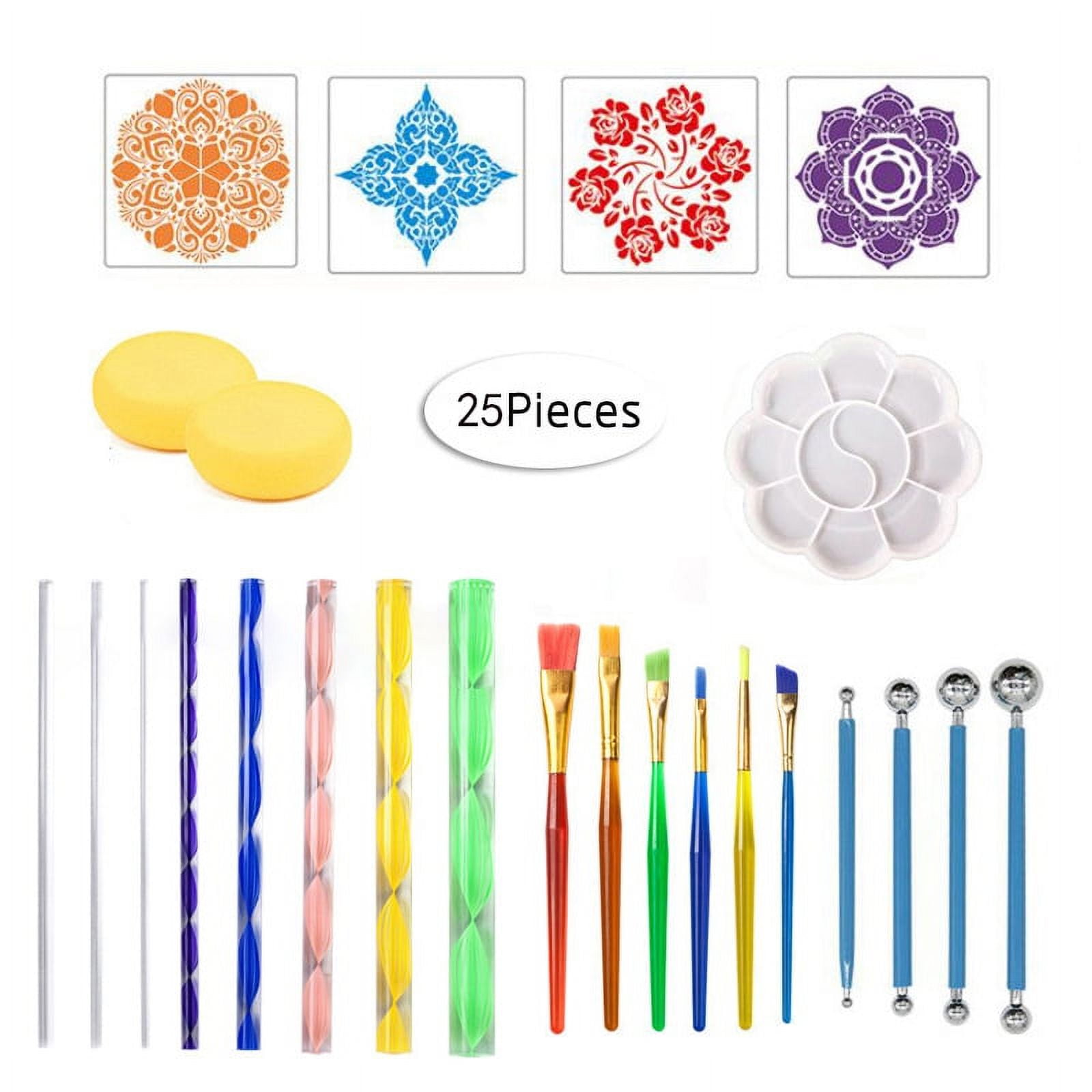 Mandala Dotting Tools Kit with Acrylic Paints and Reusable Stencils 