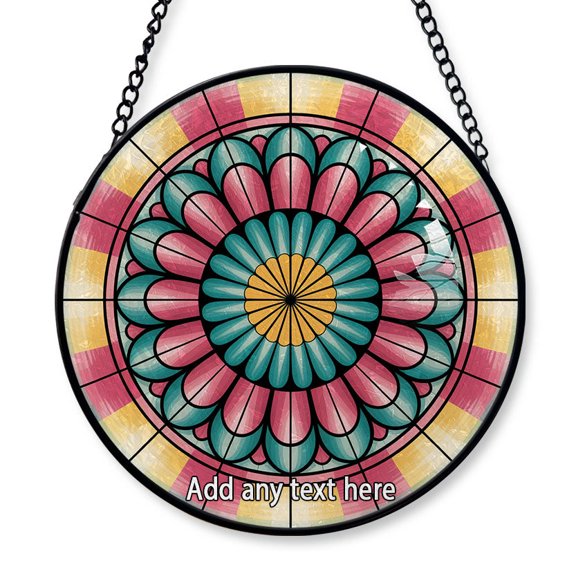 Mandala Rosette Stained Glass Suncatcher Window Hanging Custom Text Window Hanging to Hang on Christmas Tree, Gift for Family, Friends, Man & Woman, Christmas 2025 U1jOfZ