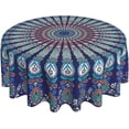 thumbnail image 1 of Mandala Round Tablecloth 60 Inch Indian Navy and Teal Tablecloth Waterproof Polyester Boho Round Tablecloth Kitchen Table Cloth Cover Anti-Slip Table Cloth for Home Dinning Tabletop Decor, 1 of 6